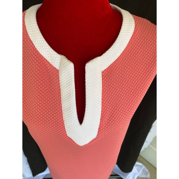 Island Trends Womens XL extra large sleeveless dress coral pink and white knit - Picture 6 of 8